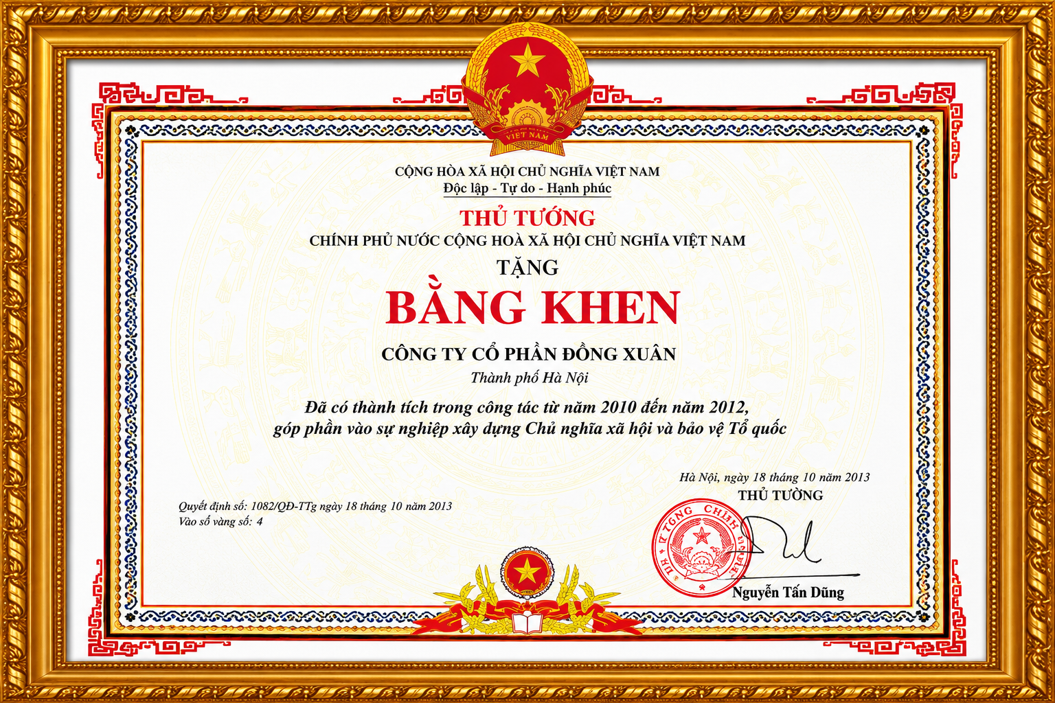 Những thành tích Công ty Cổ phần Đồng Xuân đã đạt được trong thời gian qua