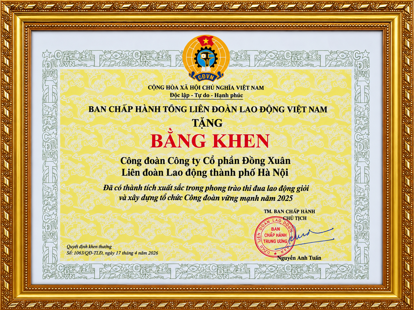 Những thành tích Công ty Cổ phần Đồng Xuân đã đạt được trong thời gian qua